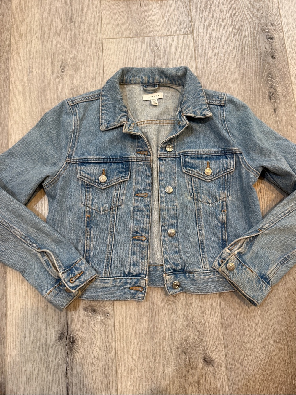 Topshop Light Blue Denim 100% Cotton Trucker Jacket